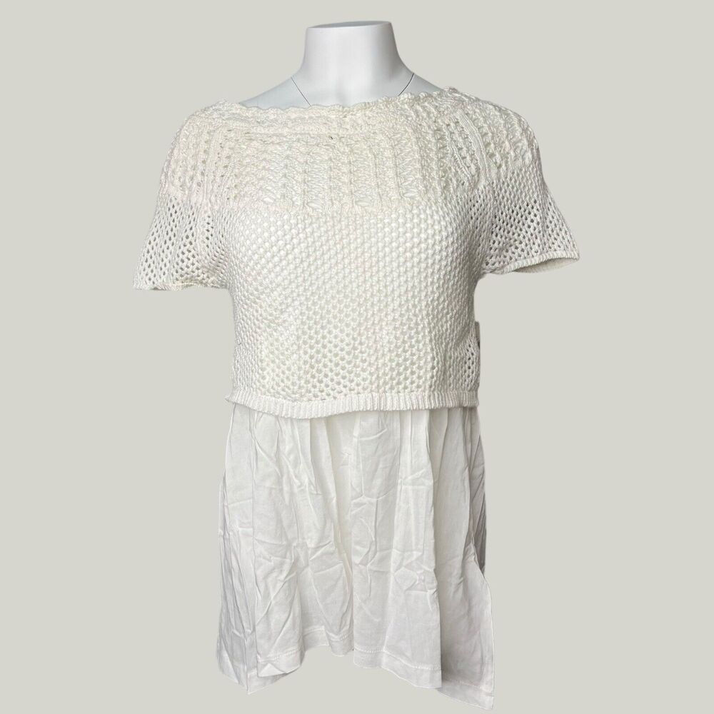 ANTHROPOLOGIE Antique White Knit Mini Dress Size M